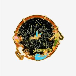 Disney Loungefly Neverland Flying Characters Gold Black Enamel Pin